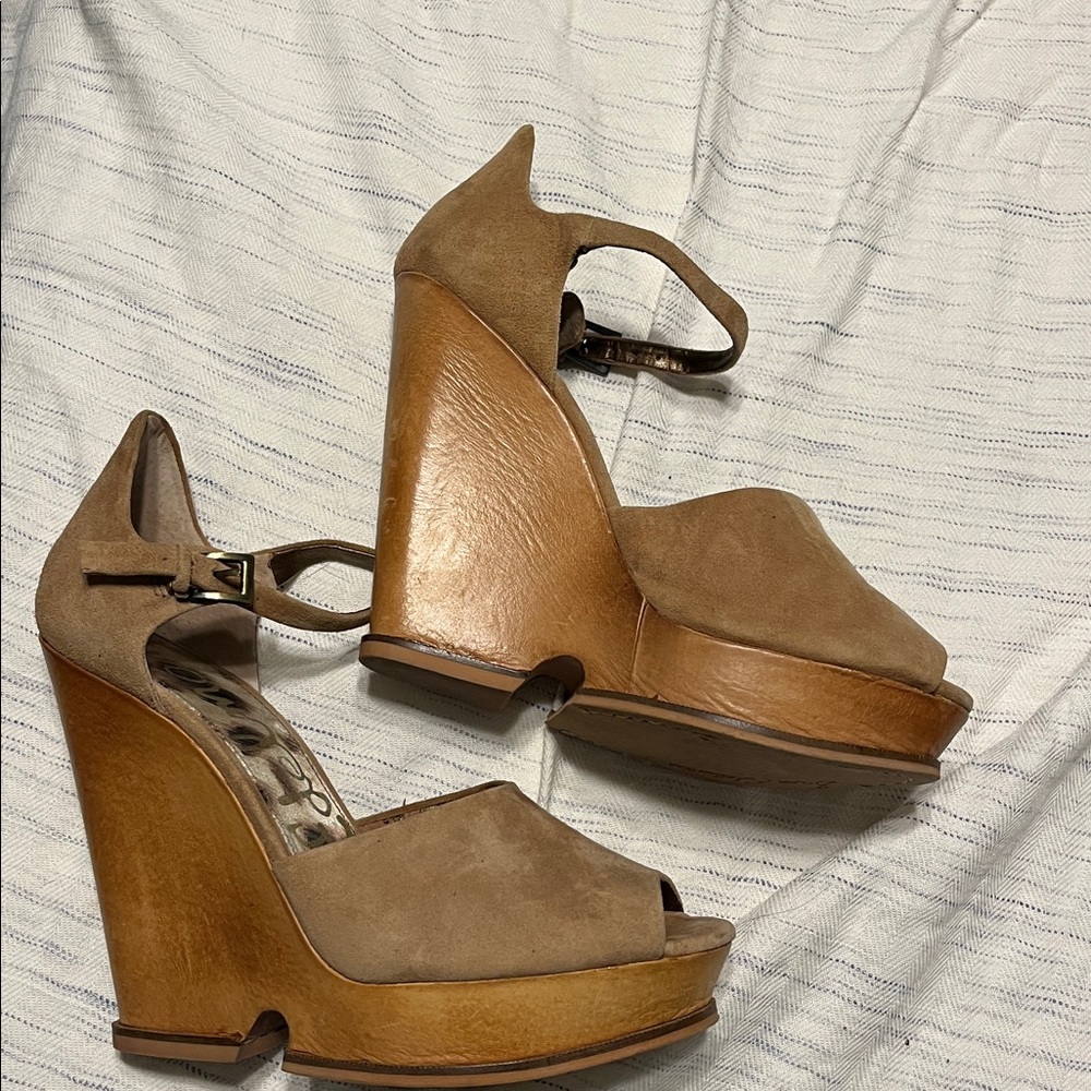 Sam Edelman Open Toe Suede Wedge Sandals W’s 9 - Picture 2 of 4